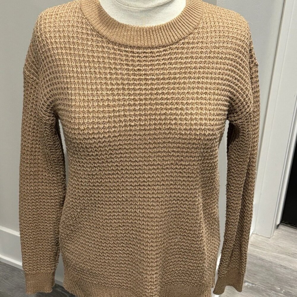 Time and Tru Waffle-Knit Crew Neck Long-Sleeve Sweater - Picture 1 of 8